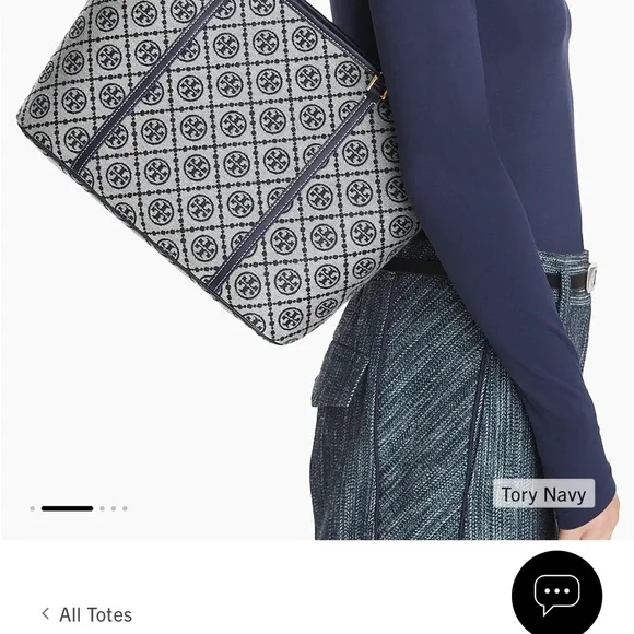Tory Burch Navy and Gray Tote Bag - Picture 2 of 9